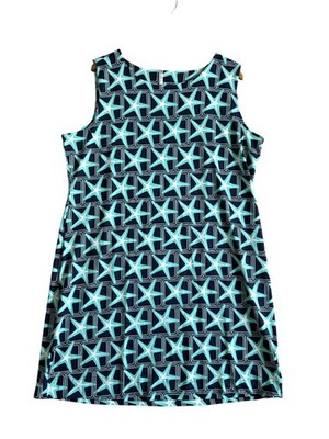 Lulu B Women's Sz 1X Sleeveless Starfish Print Dress Nylon Spandex Blend 