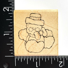 DOTS Teddy Bear with Hat and Bow Tie Wood Mounted Rubber Stamp