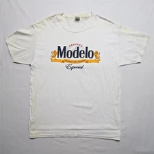 Modelo Especial Beer Shirt Graphic Fruit of the Loom Alcohol Large White Tee 