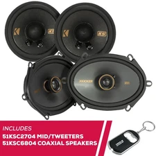 Kicker KS-Series 51KSC2704 2.75" Mid/Tweeters & 51KSC6804 6x8" Coaxial Speakers