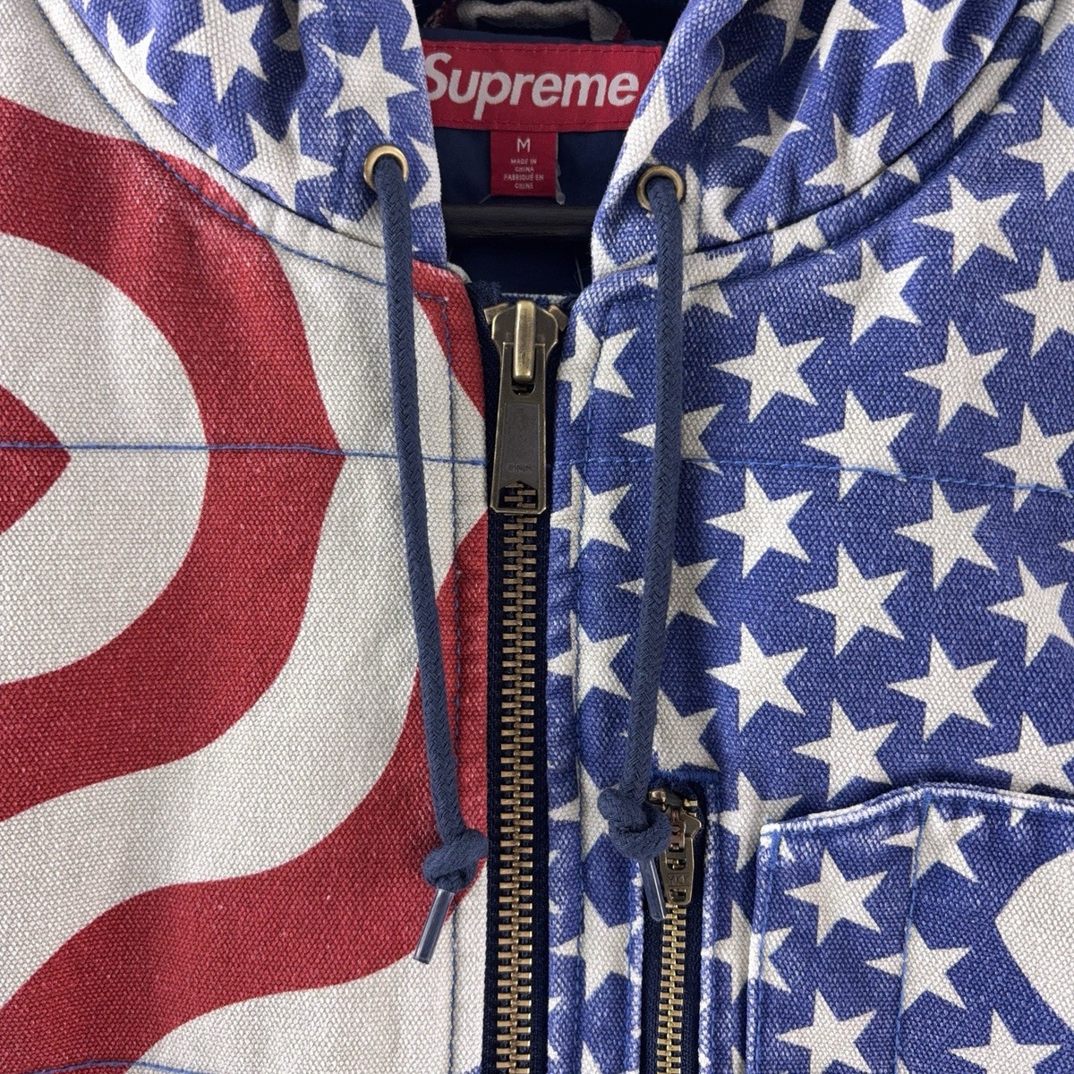 Supreme Flag Quilted Hooded Work Jacket Mens Size Medium Colored