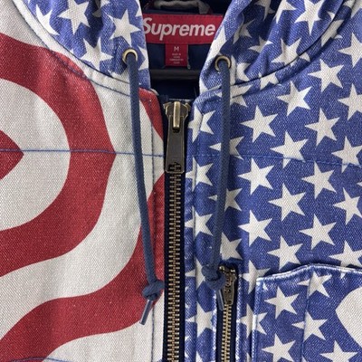 Supreme Flag Quilted Hooded Work Jacket Mens Size Medium Colored