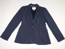 Banana Republic Women's Stretch 1 Button Blazer Jacket Size 4 Petite Wool Navy P