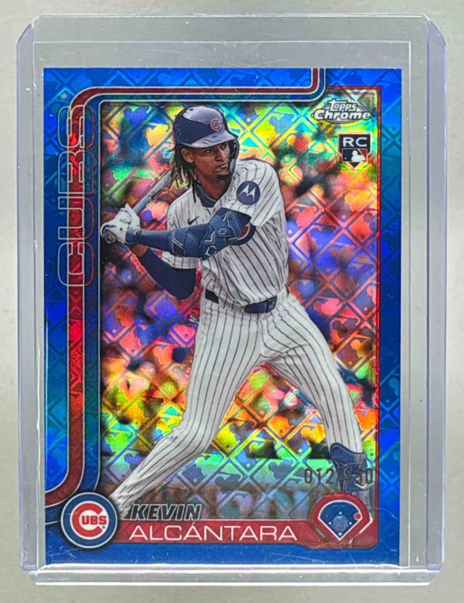 Kevin Alcantara 2025 Topps Chrome LogoFractor #173 Blue Refractor Rookie RC /150