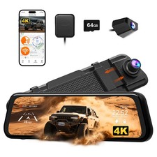 WOLFBOX M40 10 inch Front and Rear View Mirror Dash Cam 4K Dual Camera Free SD
