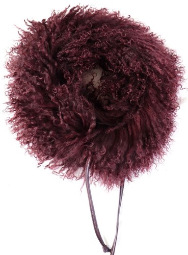 Pelz Schal Tibetlamm Boa Loop Fell Kragen Lammfell Besatz Mantel Mode Wine Rot - Picture 4 of 4
