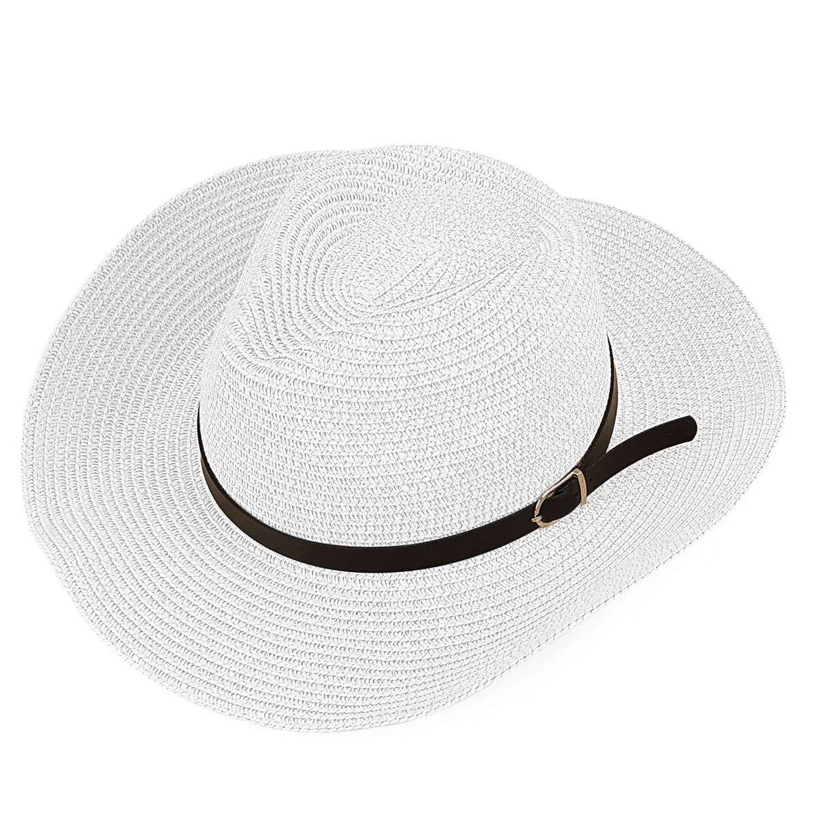 Pasionarte White Straw Cowboy Hat with Rainbow Chakra Bead Band NWT Rockmount Kid main image 3