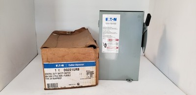 CUTLER HAMMER DG221URB GENERAL DUTY SAFETY SWITCH, 30A 240V 2 POLE, TYPE 3R, NIB