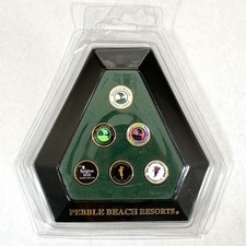6 Pebble Beach Resort Golf Ball Marker Set w/Stems NEW Open Box Spyglass Hill