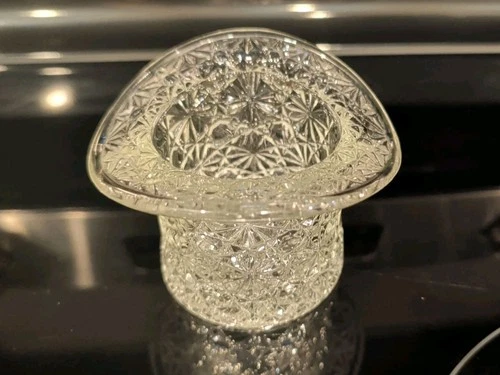 Fenton Art Glass Clear Crystal Top Hat In The Daisy and Button Pattern.