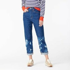 J Crew Womens Slouchy Boyfriend Jeans Blue Denim Outlaw Bleached Wash Size 27x28
