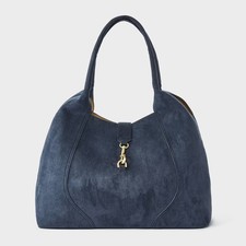 Faux Suede Slouchy Shoulder Tote Bag - A New Day Blue