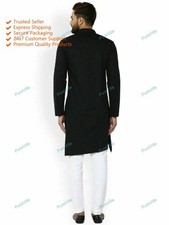 Mens Kurta Cotton Black Pathani Kurta Ethnic Mens Designer Kurta Traditional