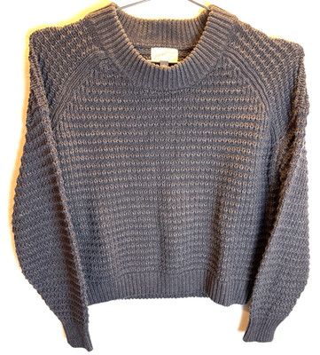 Universal Thread Women's L Gray Sweater Chunky Knit Cropped Pullover Boho