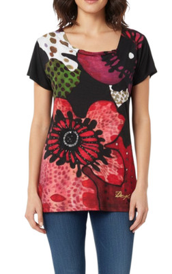 Desigual Women Viscose Knit S M Tunic Top Sweater Artsy Whimsigoth Fairycore