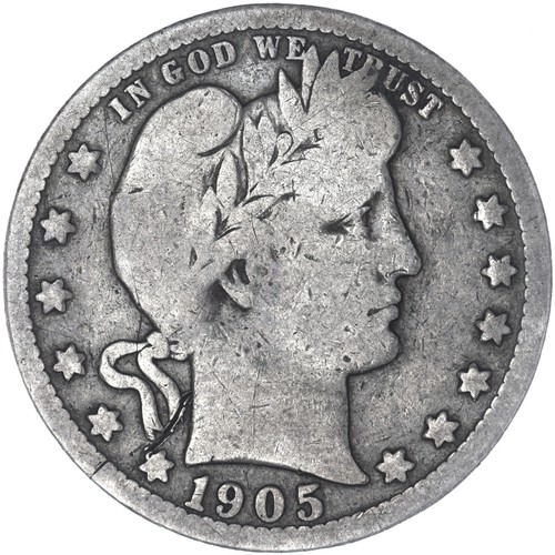 1905 S Barber Quarter 90% Silver Good GD See Pics Z287