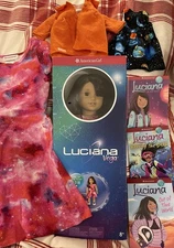 American Girl GOTY 2018 Luciana Vega & Matching Girl Size 7/8 Dress, 3 Books,Etc
