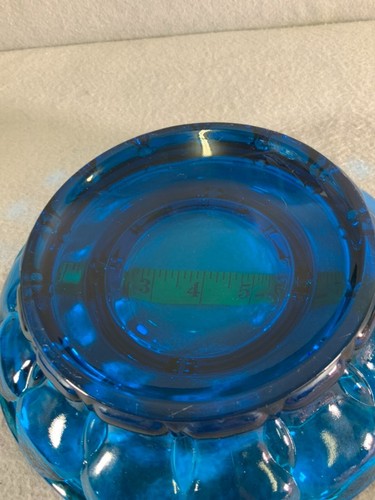 Vintage Ashtray Aqua-Blue Glass Circular Ashtray MCM Mid Century Modern 1950s - Picture 7 of 8