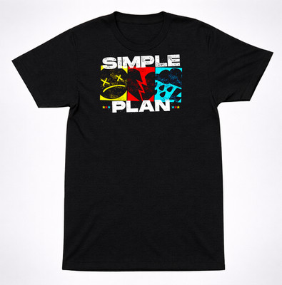 Simple Plan Sad Face Heart Weather T-Shirt Pop Punk Emo Rock Band Tee