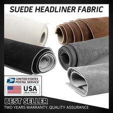 Gray 60"W Interior Suede Material for Truck Roof Headliner Fabric Foam Back