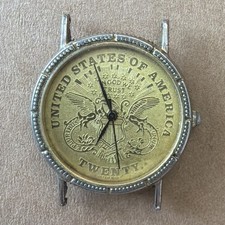 Coins & Money Analog Wristwatch Case Only Gol...