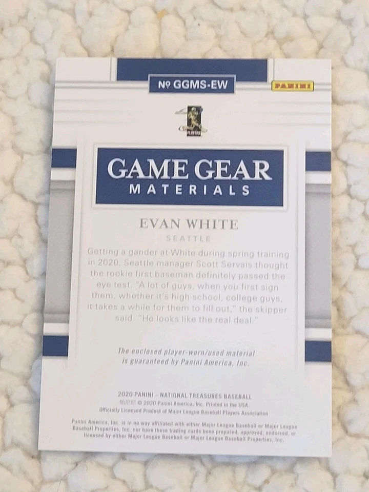 2020 Panini National Treasures Game Gear Materials Sixes /99 Evan White - Image 4 of 4