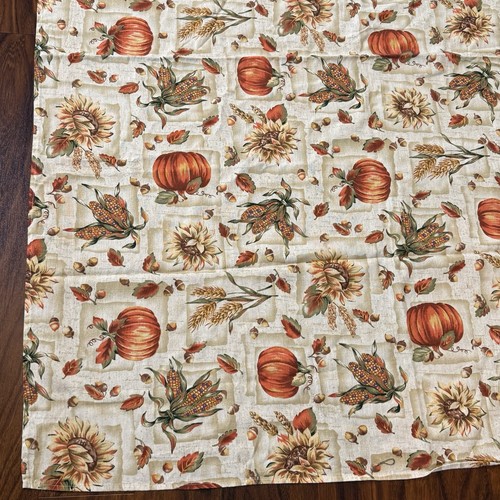 Fall Harvest Thanksgiving Tablecloth 51x66.5 Pumpkins Corn Autumn Cotton Blend - Afbeelding 5 van 7
