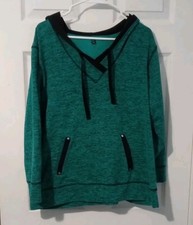 Avenue Teal V Neck Hoodie, Size 14/16