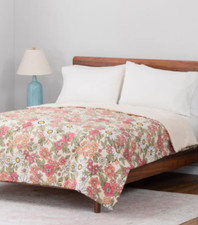 Berkshire Herringbone Microfiber Down Alternative Blanket Twin Pink Floral