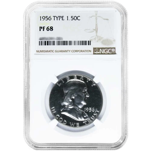1956 Type 1 Proof 50c Franklin Silver Half Dollar NGC PF68 Brown Label