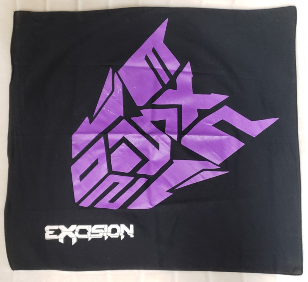 Excision Tour Bandana/ Scarf EDM Merch - Purple & white over black- 20" x 21"