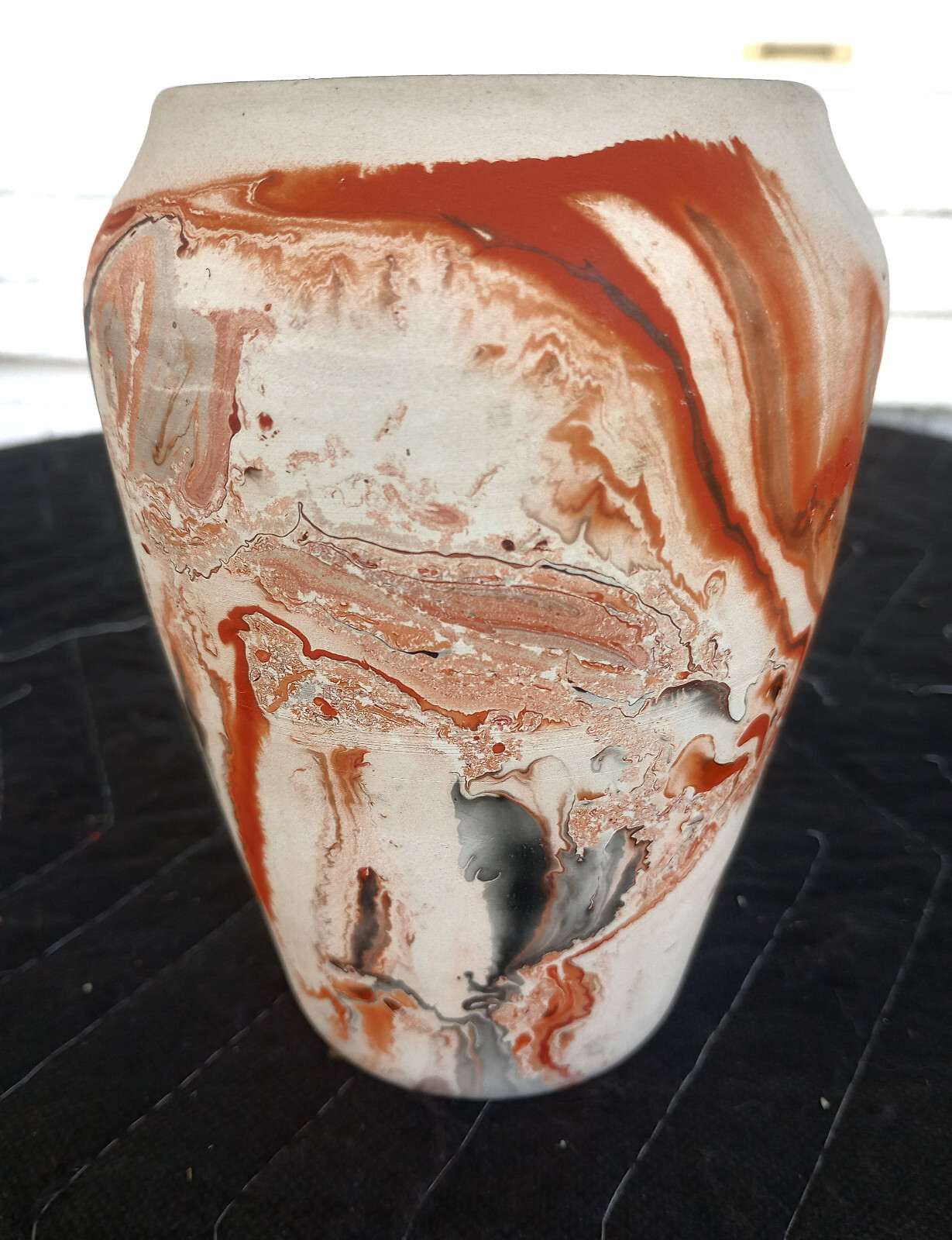 Vintage Mid Century Orange Swirl Nemadji Pottery Art Vase