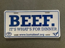 BEEF Tag Alabama Advertising It’s What’s For Dinner Blue Metal License Plate