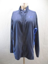 NIKE DRI-FIT Size M Mens Blue Full Zip Stand Collar Pocket Athletic Jacket 869
