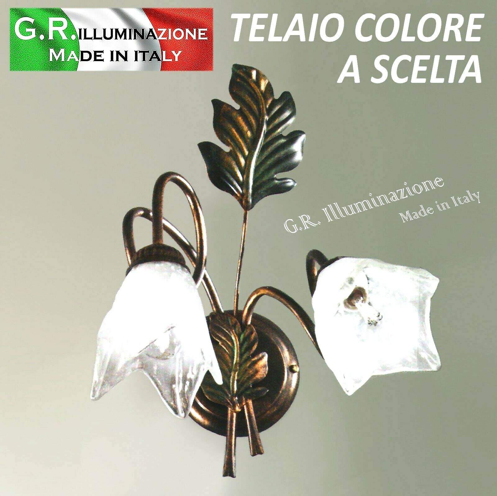 Lampada Parete Ian Ferro Battuto 2 Luci - Illuminazione Interni Ruggine