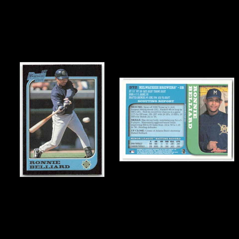 Ronnie Belliard Rookie #372 1997 Bowman Milwaukee Brewers Baseball Card MLB NM - Image 3 of 3