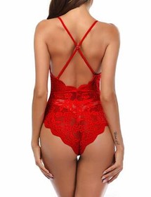 Women Lace Teddy Sexy Lingerie Chemise V-Neck One Piece Babydoll Mini Bodysuit