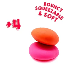 Squishy Stress Relief Balls [2 pack].Pink and Orange. Bouncy Squeezable and Soft
