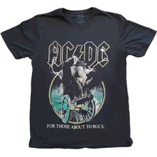 AC/DC For Those About To Rock Yellow Outlines T-Shirt Black New