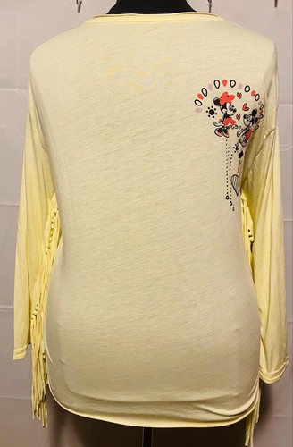 Disney Boutique Womens Size L Minnie Mouse Fringe Long Sleeve Shirt New With Tag - Picture 4 of 24