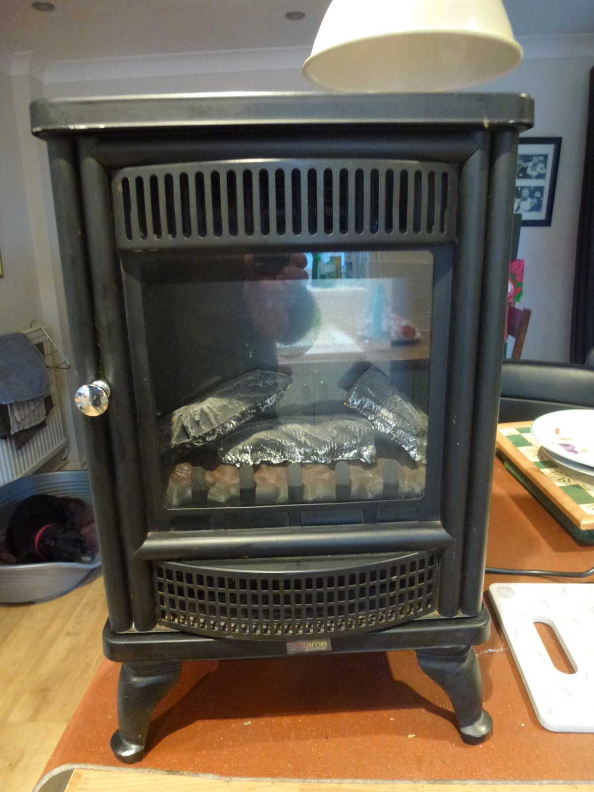 BiFlame Freestanding Electric Fire Heater Black Stove LED Flame Effect