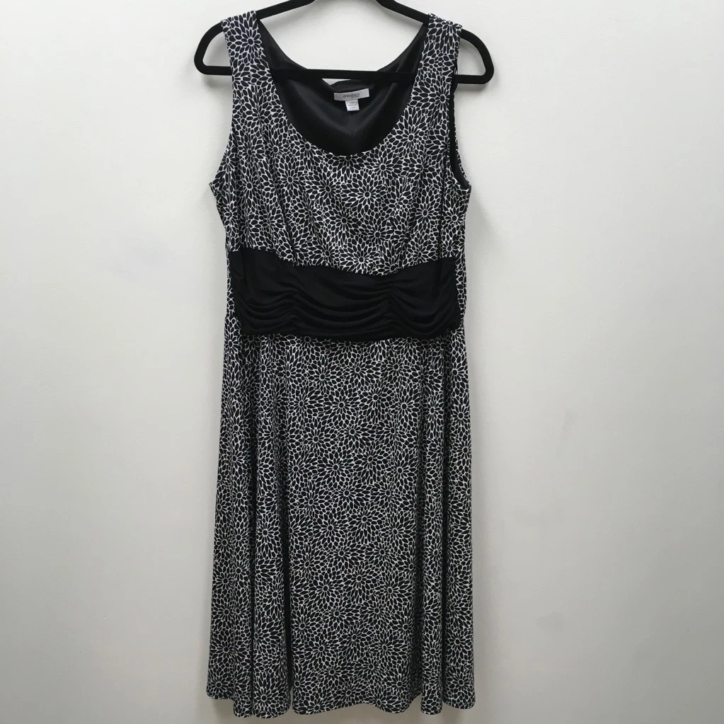 Dressbarn Womens A Line Dress Black Midi Floral Empire Waist Sleeveless  Plus 16W | eBay