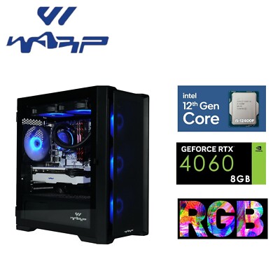 WARP OPTIMA GAMING INTEL 12400F CPU - 16GB RAM - 512GB SSD - RTX4060 8GB Win11 PRO