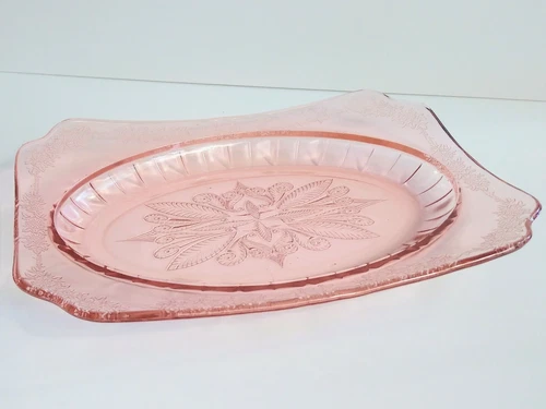 Vintage Jeannette Glass "ADAM" Large Pink Oval Platter, 11-3/4", EUC!