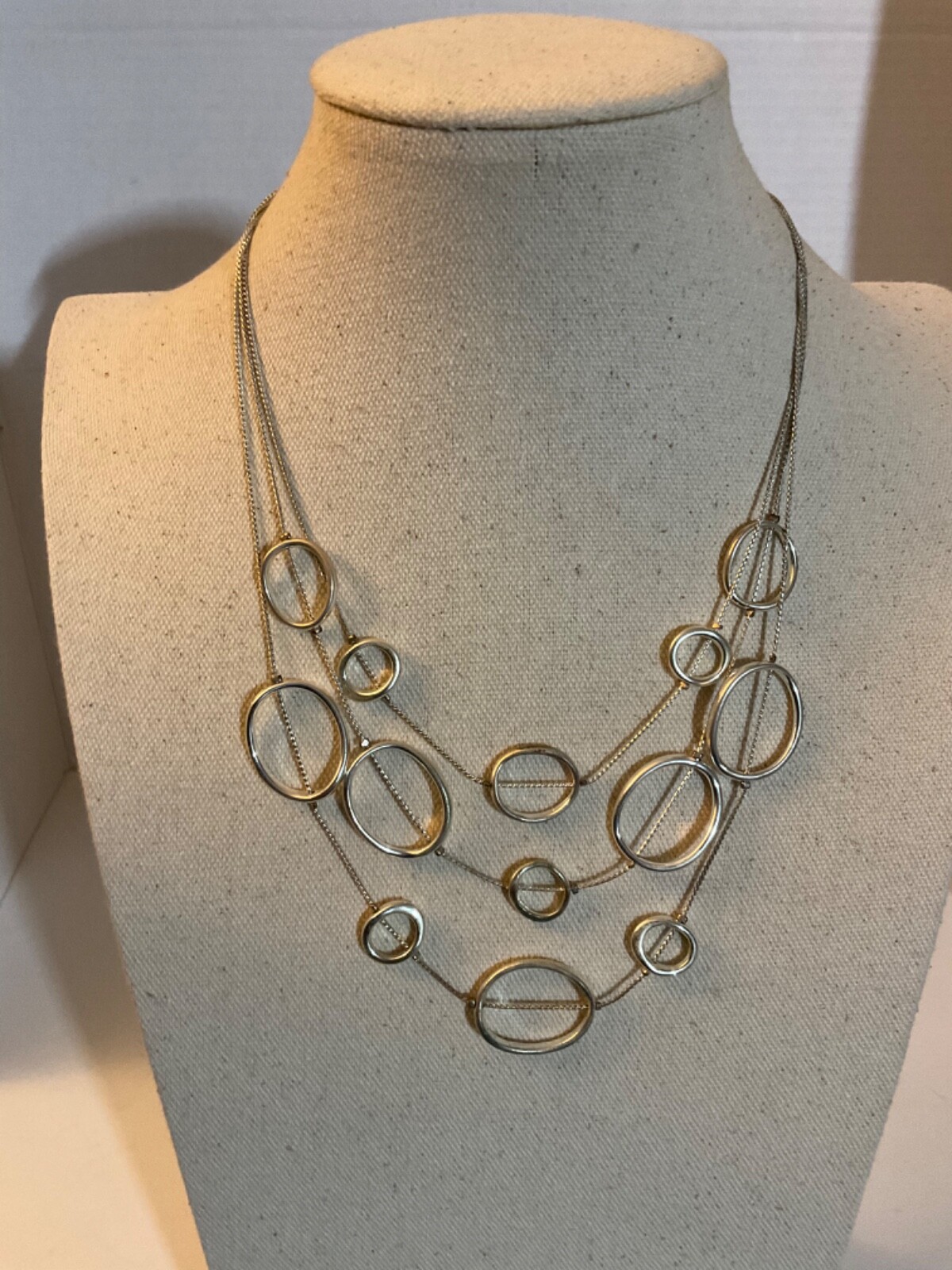 Chicos Silver Tone Round Ring Statement Necklace … - image 1