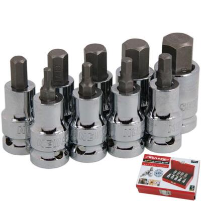 Neilsen 9tlg Spline Sechskant Bit Steckschlüsselsatz 1/2'' Steckschlüssel 4 mm - 17 mm 