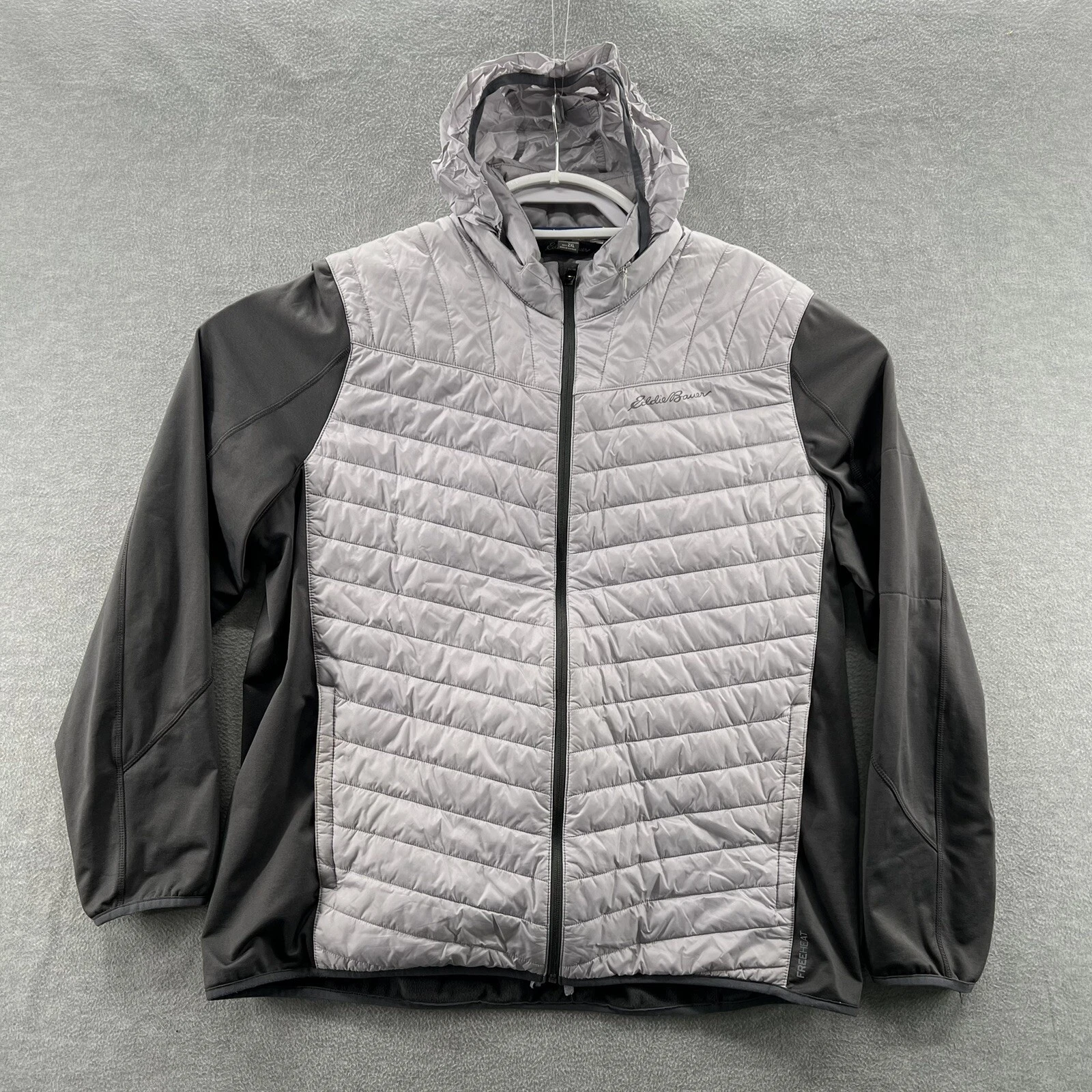 eddie bauer mens size 2XL hidden hood full zip insulated polyester jacket
