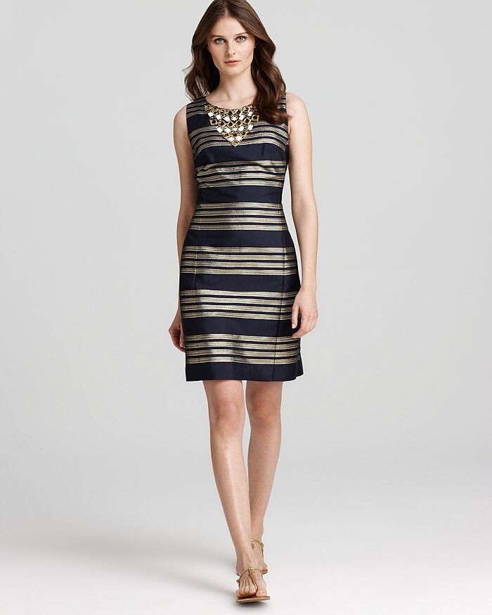 Lilly Pulitzer Virginia Dress in Navy and Metallic Gold and Silver Size 2 |  eBay
