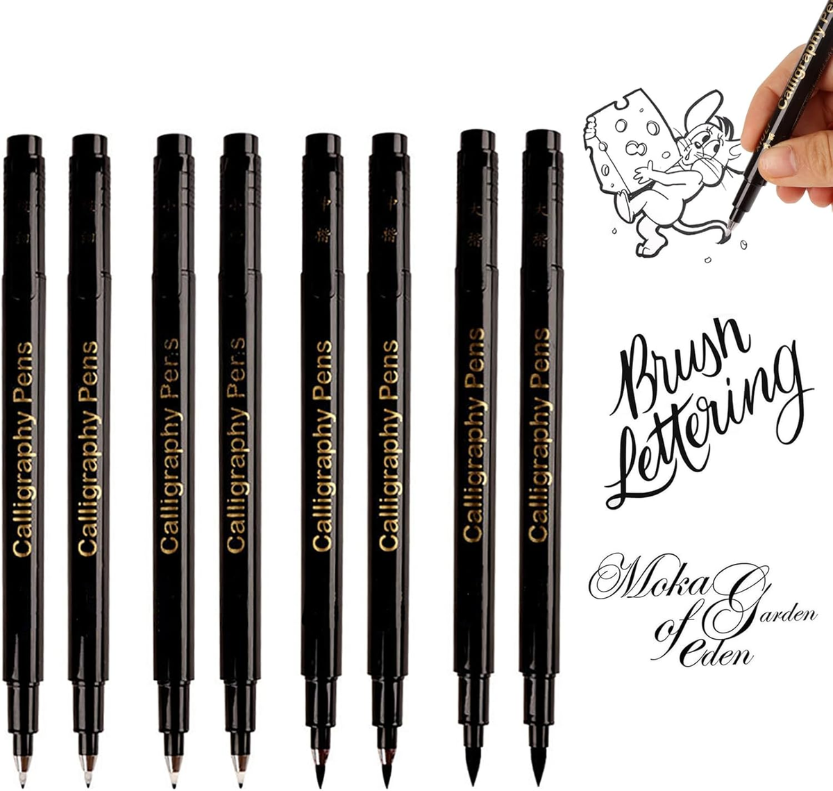 8PCS Calligraphy Set for Beginners,Black Fineliner Pens,Fine Felt