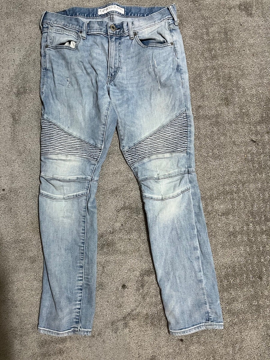 Express Men Jeans 34x32 Blue Cotton Blend Alec Straight Super Skinny Fit  Denim